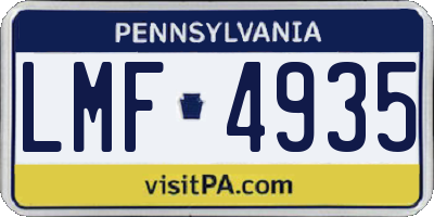 PA license plate LMF4935
