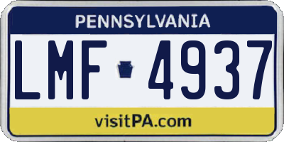 PA license plate LMF4937
