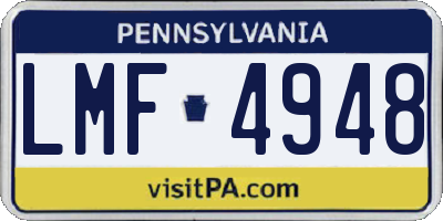 PA license plate LMF4948