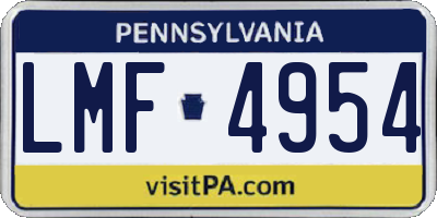 PA license plate LMF4954
