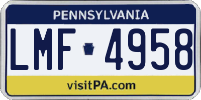 PA license plate LMF4958