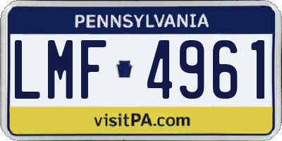 PA license plate LMF4961