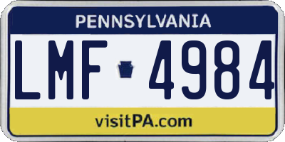 PA license plate LMF4984