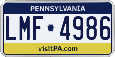 PA license plate LMF4986