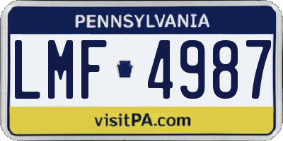 PA license plate LMF4987