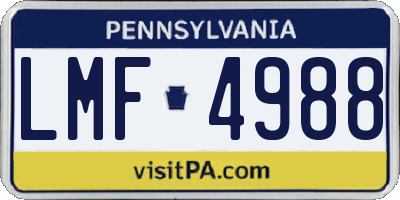 PA license plate LMF4988