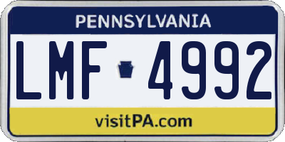 PA license plate LMF4992