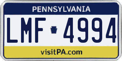 PA license plate LMF4994
