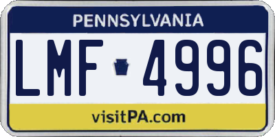 PA license plate LMF4996