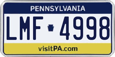 PA license plate LMF4998