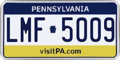 PA license plate LMF5009
