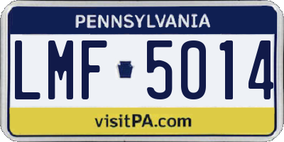 PA license plate LMF5014