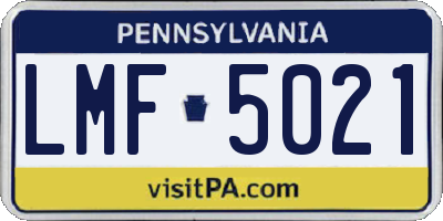 PA license plate LMF5021