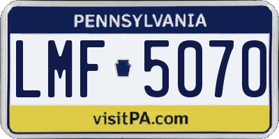 PA license plate LMF5070