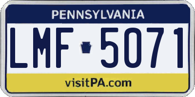 PA license plate LMF5071