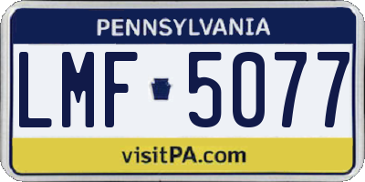 PA license plate LMF5077