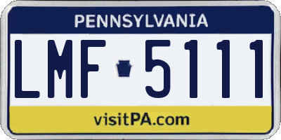 PA license plate LMF5111