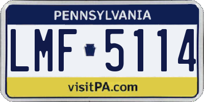 PA license plate LMF5114