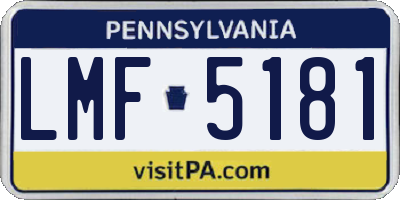 PA license plate LMF5181