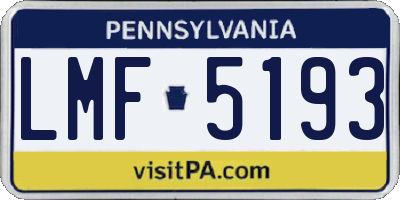 PA license plate LMF5193