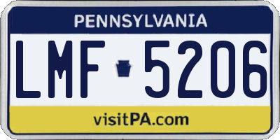 PA license plate LMF5206