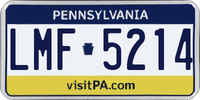 PA license plate LMF5214