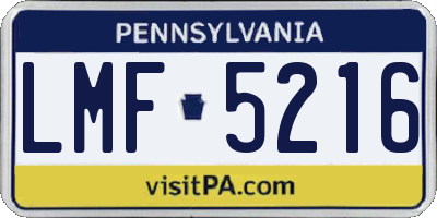 PA license plate LMF5216