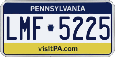 PA license plate LMF5225