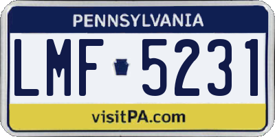 PA license plate LMF5231