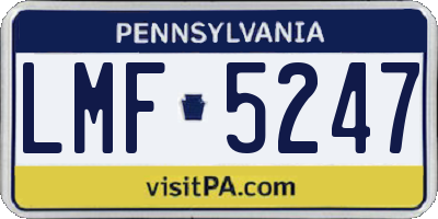 PA license plate LMF5247