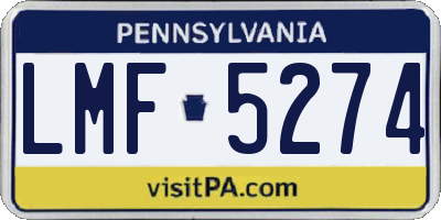 PA license plate LMF5274