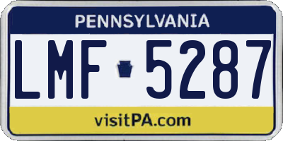 PA license plate LMF5287