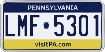PA license plate LMF5301