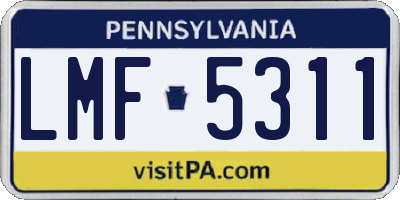 PA license plate LMF5311