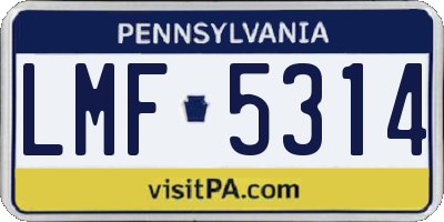 PA license plate LMF5314