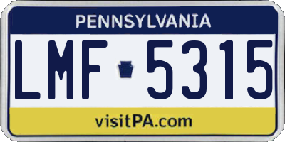PA license plate LMF5315