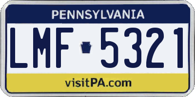 PA license plate LMF5321