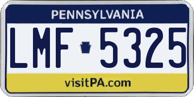 PA license plate LMF5325