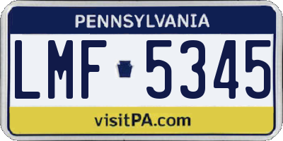 PA license plate LMF5345