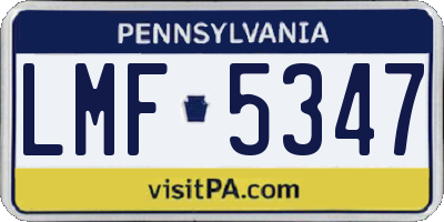 PA license plate LMF5347