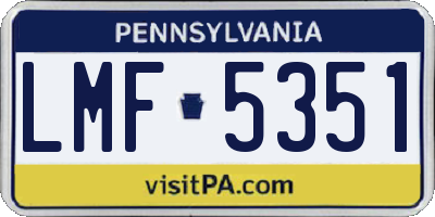 PA license plate LMF5351
