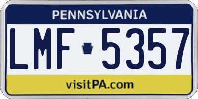 PA license plate LMF5357