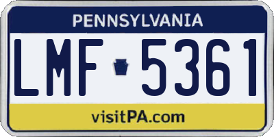 PA license plate LMF5361