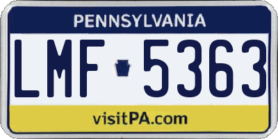 PA license plate LMF5363