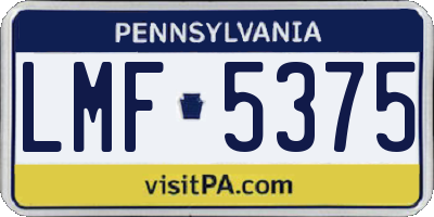 PA license plate LMF5375