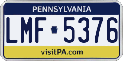 PA license plate LMF5376