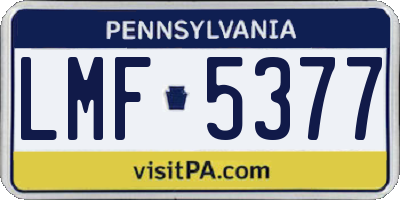 PA license plate LMF5377