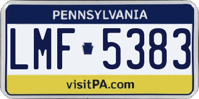 PA license plate LMF5383