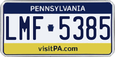 PA license plate LMF5385