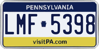 PA license plate LMF5398